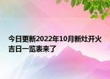 今日更新2022年10月新灶开火吉日一览表来了