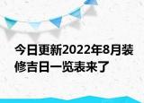 今日更新2022年8月装修吉日一览表来了