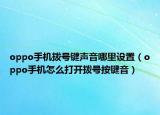 oppo手机拨号键声音哪里设置（oppo手机怎么打开拨号按键音）