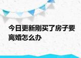 今日更新刚买了房子要离婚怎么办