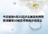 今日更新4月21日沙尘暴蓝色预警 京津冀等10省区市有扬沙或浮尘