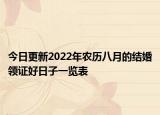 今日更新2022年农历八月的结婚领证好日子一览表