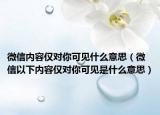 微信内容仅对你可见什么意思（微信以下内容仅对你可见是什么意思）