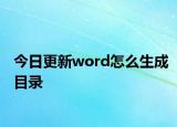 今日更新word怎么生成目录