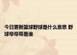 今日更新篮球野球是什么意思 野球帝帝哥是谁