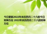 今日更新2022年农历四月二十六的今日财神方位 2022年农历四月二十六的财神方位