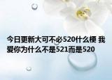 今日更新大可不必520什么梗 我爱你为什么不是521而是520