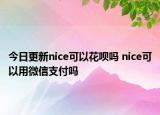 今日更新nice可以花呗吗 nice可以用微信支付吗