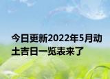 今日更新2022年5月动土吉日一览表来了