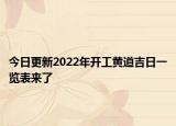 今日更新2022年开工黄道吉日一览表来了
