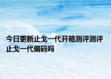 今日更新止戈一代开箱测评测评 止戈一代偏码吗