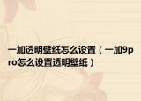 一加透明壁纸怎么设置（一加9pro怎么设置透明壁纸）
