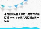 今日更新为什么农历八月不宜结婚订婚 2022年农历八月订婚吉日一览表