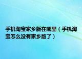 手机淘宝家乡版在哪里（手机淘宝怎么没有家乡版了）
