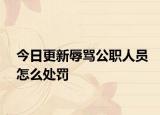 今日更新辱骂公职人员怎么处罚