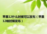 苹果12什么时候可以发布（苹果12啥时候发布）