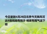 今日更新4月26日北京今天阵风可达8级局地有扬沙 明夜有雨气温下降