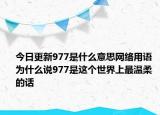 今日更新977是什么意思网络用语 为什么说977是这个世界上最温柔的话