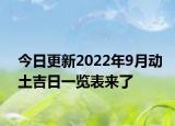 今日更新2022年9月动土吉日一览表来了