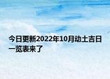 今日更新2022年10月动土吉日一览表来了
