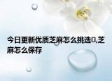 今日更新优质芝麻怎么挑选​,芝麻怎么保存