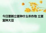 今日更新立夏种什么农作物 立夏宜种大豆