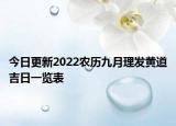 今日更新2022农历九月理发黄道吉日一览表