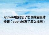 appleid密码忘了怎么找回具体步骤（appleid忘了怎么找回）
