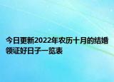 今日更新2022年农历十月的结婚领证好日子一览表