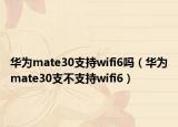 华为mate30支持wifi6吗（华为mate30支不支持wifi6）