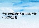 今日更新离婚时夫妻共同财产按什么方式分割