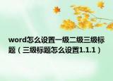 word怎么设置一级二级三级标题（三级标题怎么设置1.1.1）