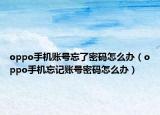 oppo手机账号忘了密码怎么办（oppo手机忘记账号密码怎么办）
