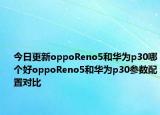 今日更新oppoReno5和华为p30哪个好oppoReno5和华为p30参数配置对比