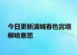 今日更新满城春色宫墙柳啥意思