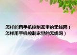 怎样能用手机控制家里的无线网（怎样用手机控制家里的无线网）