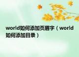 world如何添加页眉字（world如何添加目录）