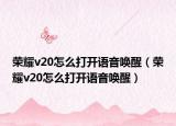 荣耀v20怎么打开语音唤醒（荣耀v20怎么打开语音唤醒）