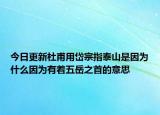 今日更新杜甫用岱宗指泰山是因为什么因为有着五岳之首的意思