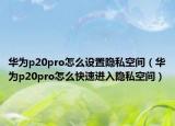 华为p20pro怎么设置隐私空间（华为p20pro怎么快速进入隐私空间）