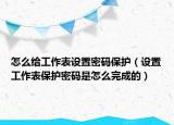 怎么给工作表设置密码保护（设置工作表保护密码是怎么完成的）