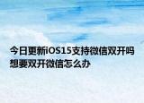 今日更新iOS15支持微信双开吗想要双开微信怎么办
