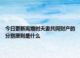 今日更新离婚时夫妻共同财产的分割原则是什么