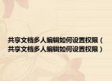 共享文档多人编辑如何设置权限（共享文档多人编辑如何设置权限）