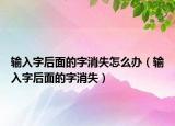 输入字后面的字消失怎么办（输入字后面的字消失）