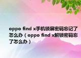 oppo find x手机锁屏密码忘记了怎么办（oppo find x解锁密码忘了怎么办）