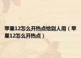 苹果12怎么开热点给别人用（苹果12怎么开热点）