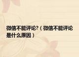 微信不能评论?（微信不能评论是什么原因）