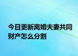 今日更新离婚夫妻共同财产怎么分割