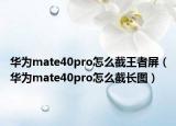 华为mate40pro怎么截王者屏（华为mate40pro怎么截长图）